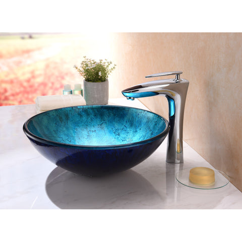 LS-AZ196 - ANZZI Arc Series Vessel Sink in Frosted Blue