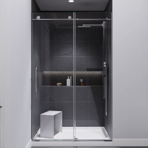 ANZZI Leon Series 48 in. by 76 in. Frameless Sliding Shower Door with Handle