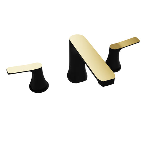 L-AZ902MB-BG - ANZZI 2-Handle 3-Hole 8 in. Widespread Bathroom Faucet With Pop-up Drain in Matte Black & Brushed Gold