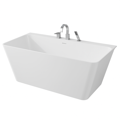 Vault Series 67 in. x 32 in. Flat Bottom Acrylic Freestanding Soaking Bathtub with Center Drain, Chrome Faucet
