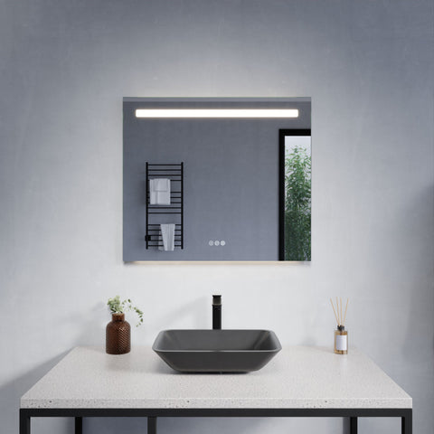 BA-LMDFX011AL - ANZZI 28-in. x 32-in. LED Front/Top/Bottom Light Bathroom Mirror with Defogger