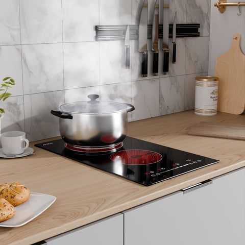 Twilight Collection 12-In. Electric Cooktop in Black Glass with Dual-Zone Control, Radiant Heating, and Ceramic Hobs