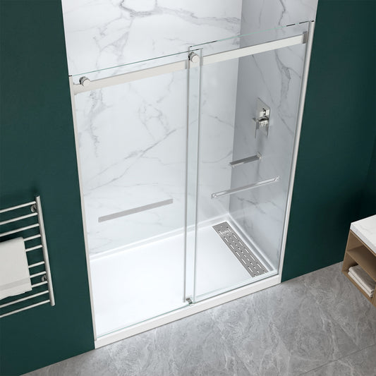 Kahn Series 60 in. x 36 in. Extra-Deep ANR Alcove Shower Base and Frameless Sliding Shower Door Combo