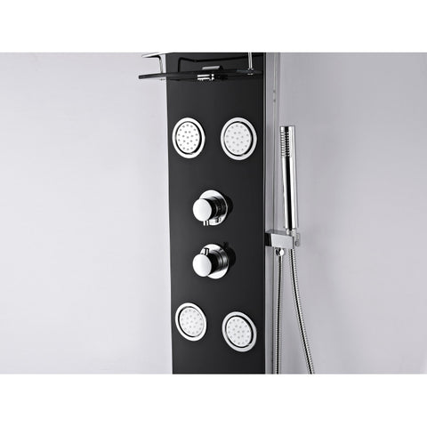 ANZZI Colossal Series 56 in. Full Body Shower Panel System with Heavy Rain Shower and Spray Wand in Black