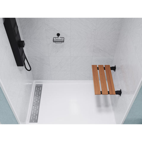 ANZZI Bohemian 18.7 in. Teak Wall Mounted Folding Shower Seat