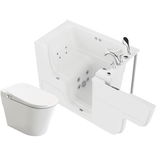 ANZZI Series 29 in. x 53 in. Right Drain Wheelchair Access Walk-In Whirlpool Tub with Fast Drain and Smart Bidet Toilet