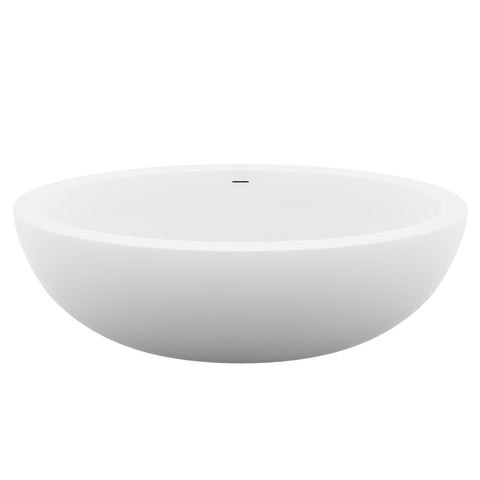 ANZZI Lusso 6.3 ft. Solid Surface Center Drain Freestanding Bathtub in Matte White