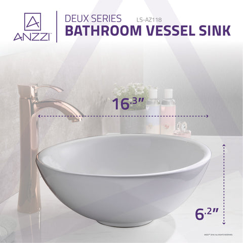 ANZZI Deux Series Ceramic Vessel Sink in White
