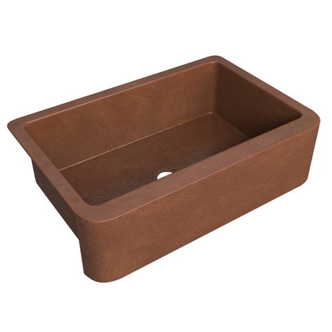 ANZZI Miletus Farmhouse Handmade Copper 33 in. 0-Hole Single Bowl Kitchen Sink in Hammered Antique Copper
