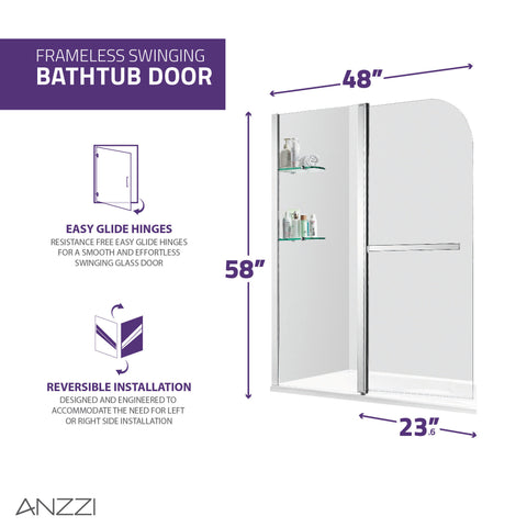 60 in. L x 30 in. W x 79 in. H Right Drain White Rectangular Tub with Frameless Tub Door in Polished Chrome Finish