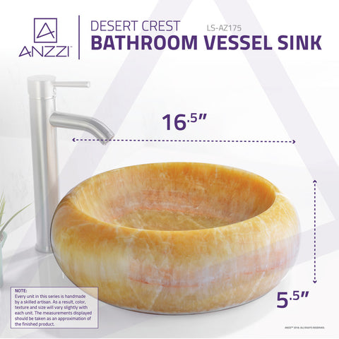 ANZZI Desert Crest Vessel Sink in Dark Honey Onyx