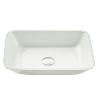 LS-AZ910 - ANZZI Innovio Series 18 in. L x 13 in. W Rectangular Bathroom Vessel Sink in Matte White Finish Glass with Chrome Pop-Up Drain