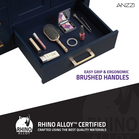 ANZZI Chateau 60" Double Vanity Set (36" H), Handmade Wood Cabinet, Carrara Marble Countertop, Soft-Close Storage, Paladin Protection Finish, Multiple Cabinet Colors