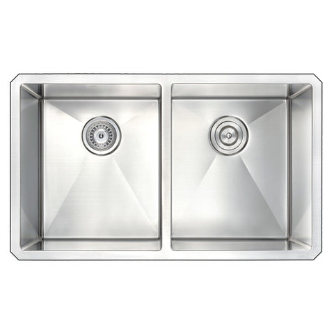 ANZZI VANGUARD Undermount 32 in. Double Bowl Kitchen Sink with Soave Faucet in Oil Bronze