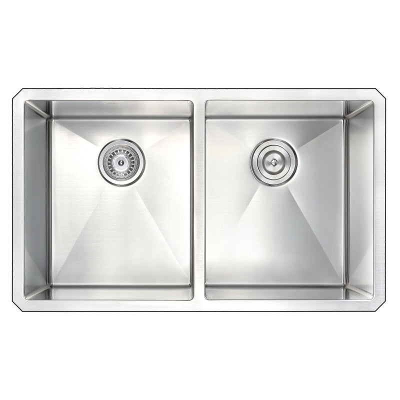 ANZZI VANGUARD Undermount 32 in. Double Bowl Kitchen Sink with Soave Faucet  in Brushed Nickel