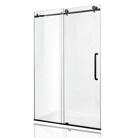 ANZZI ANZZI Series 60 in. by 76 in. Frameless Sliding Shower Door in Matte Black with Handle