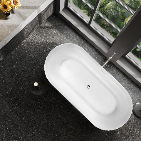 FT-AZ650-65 - ANZZI Bailey 65 in. Acrylic and Solid Surface Glossy Flatbottom Bathtub in White