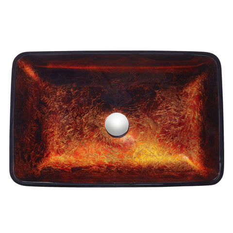 ANZZI Paradiso Rectangle Glass Vessel Bathroom Sink with Celestial Bronze Finish