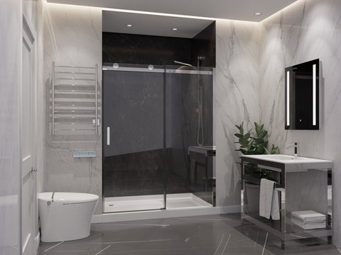 ANZZI Rhodes Series 60 in. x 76 in. Frameless Sliding Shower Door with Handle