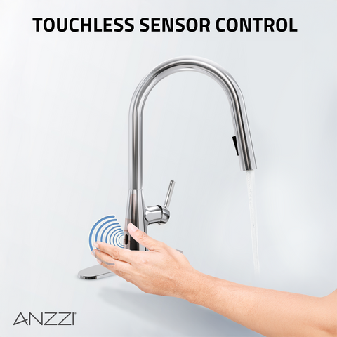 Modern Touchless Polished Chrome Pull-Down Kitchen Faucet