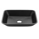 Innovio Series 18 in. L x 13 in. W Rectangular Bathroom Vessel Sink in Matte Black Finish Glass with Chrome Pop-Up Drain