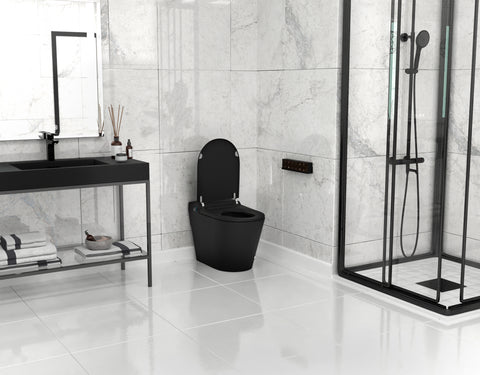 ENVO Echo Elongated 1.28 GPF Smart Bidet Toilet in Matte Black with Auto Open, Auto Flush, Voice and Wifi Control