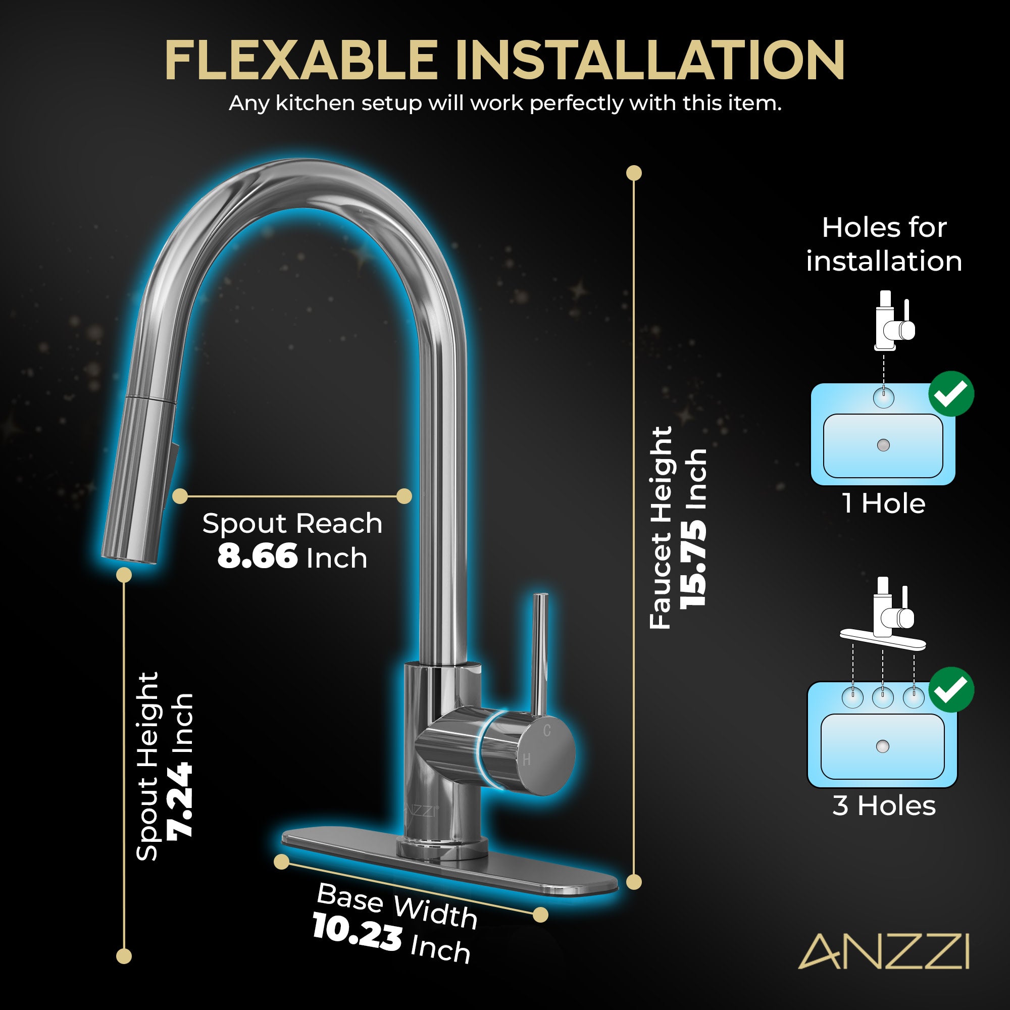 KF-AZ601CH - ANZZI Expedition Series 16 in. 1-Handle Pull-Down