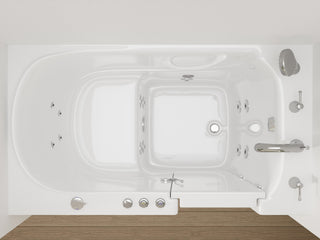ANZZI Series 30 in. x 53 in. Right Drain Walk-In Whirlpool Tub with Fast Drain in White and Auto Flush Smart Bidet Toilet