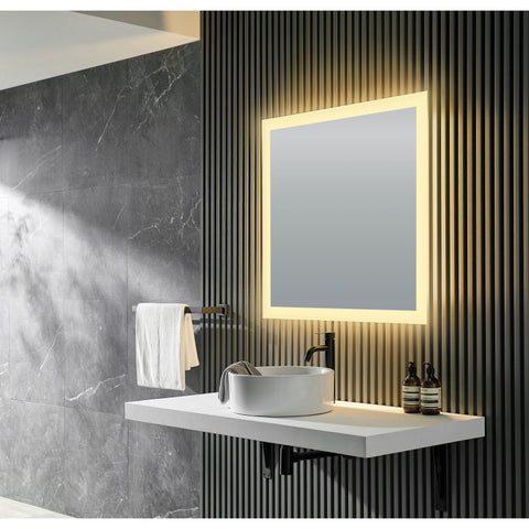 Neptune 39 in. W x 30 in. H Frameless Rectangular LED Bathroom Mirror with Defogger in Silver