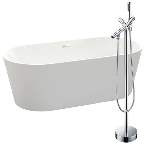 Chand 67 in. Acrylic Flatbottom Non-Whirlpool Bathtub with Havasu Faucet