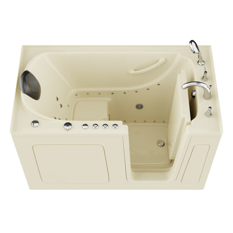 AMZ3260RBD - ANZZI 32 in. x 60 in. Right Drain Quick Fill Walk-In Whirlpool and Air Tub with Powered Fast Drain in Biscuit