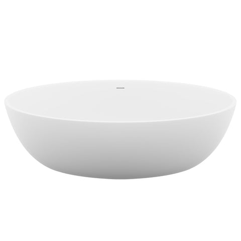 ANZZI Cestino 5.5 ft. Solid Surface Center Drain Freestanding Bathtub in Matte White