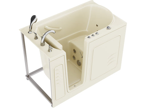 ANZZI Coupe Series 30" x 52" Therapeutic Walk-In Tub with Dual Hydrotherapy (Air & Water), Fast Drain, Inline Heater, Chromatherapy, Aromatherapy, and Quick Fill Faucet, Biscuit