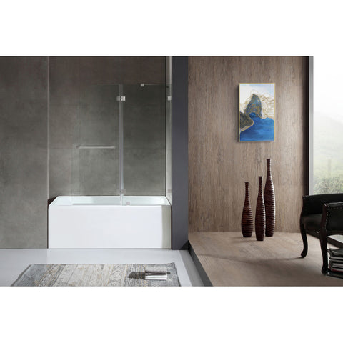 Anzzi 5 ft. Acrylic Rectangle Tub With 48 in. by 58 in. Frameless Hinged tub door