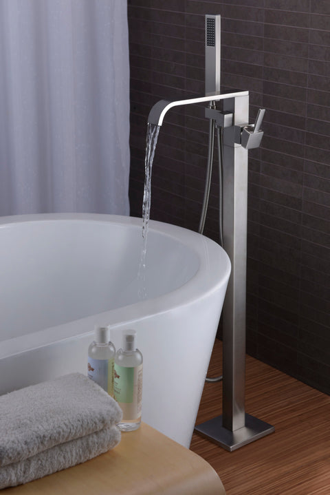 Angel 2-Handle Claw Foot Tub Faucet with Hand Shower in Brushed Nickel