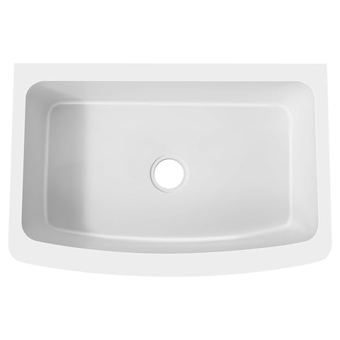 Mesa Series Farmhouse Solid Surface 33 in. 0-Hole Single Bowl Kitchen Sink with 1 Strainer