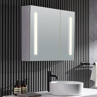 BA-LMDFVCB007AL - ANZZI Ether 28 in. x 32 in. Frameless LED Mirror Bathroom Cabinet