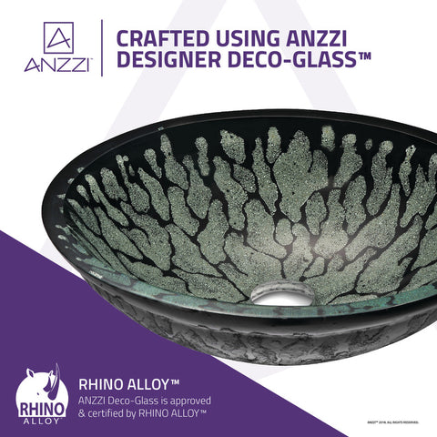 ANZZI Patuvendi Series Deco-Glass Vessel Sink in Lustrous Black