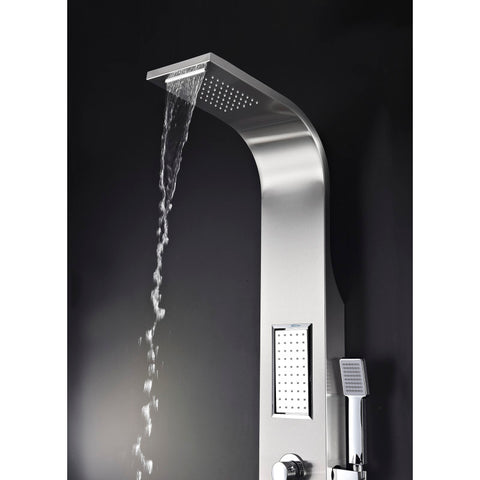 ANZZI Field 58 in. Full Body Shower Panel with Heavy Rain Shower and Spray Wand in Brushed Steel