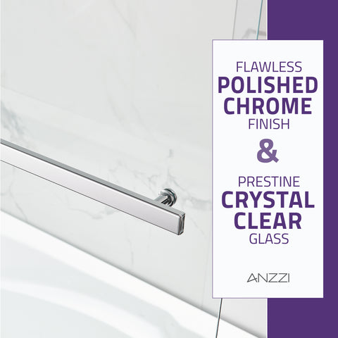 60 in. L x 30 in. W x 79 in. H Right Drain White Rectangular Tub with Frameless Tub Door in Polished Chrome Finish