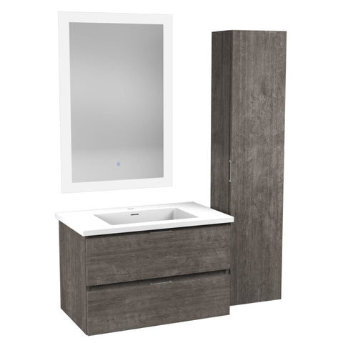 VT-MR3SCCT30-GY - 30 in. W x 20 in. H x 18 in. D Bath Vanity Set in Rich Gray with Vanity Top in White with White Basin and Mirror