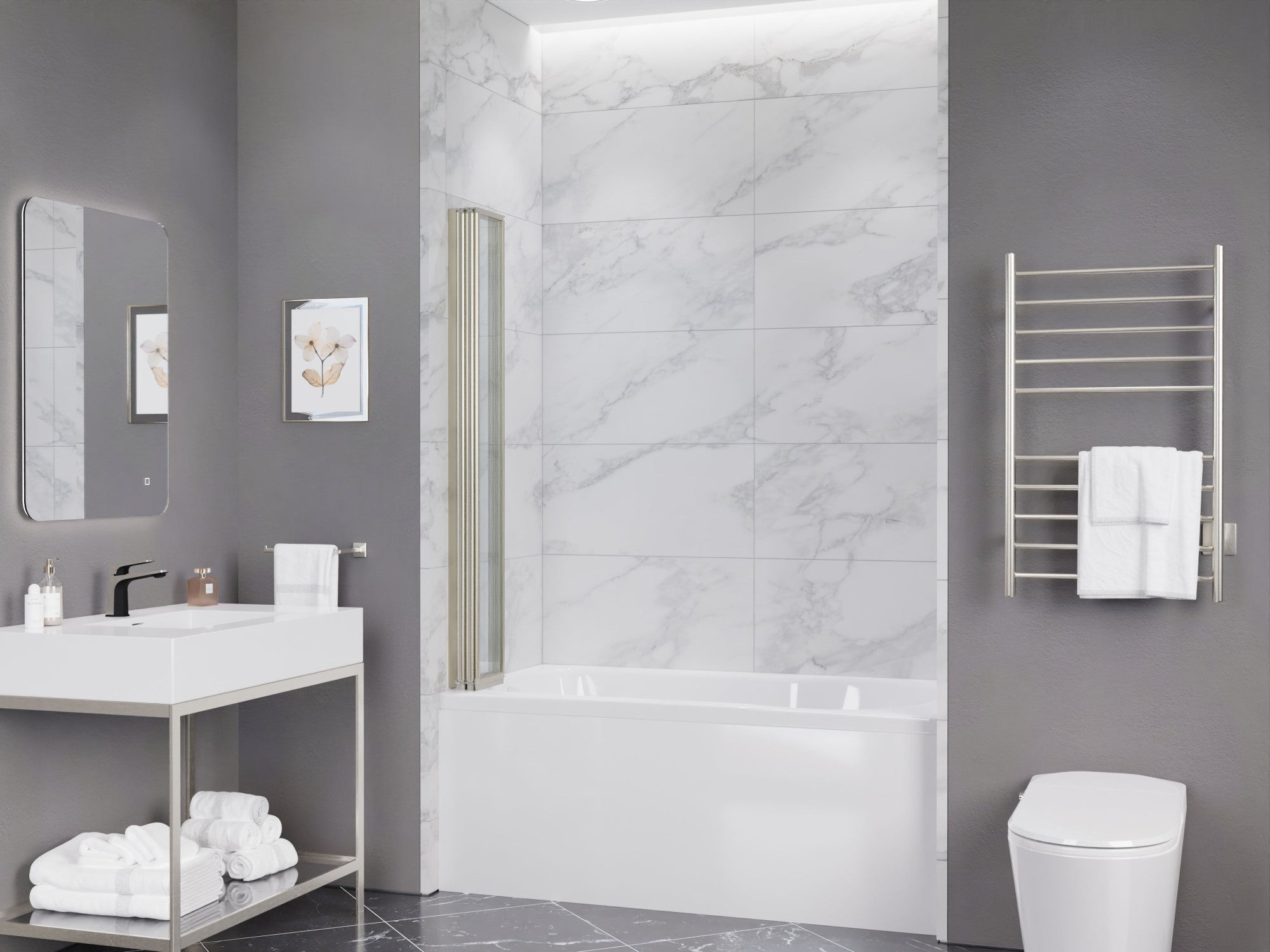 SD-AZ16-01MB - ANZZI Accordion Style 33 in. x 56 in. H Sliding