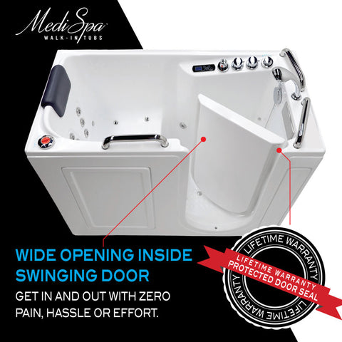 ANZZI 27 in. x 53 in. Right Drain Walk-In Whirlpool and Air Tub with Total Spa Suite in White