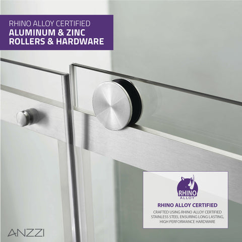 48 in. x 76 in. Frameless Sliding Shower Door with Handle in Brushed Nickel