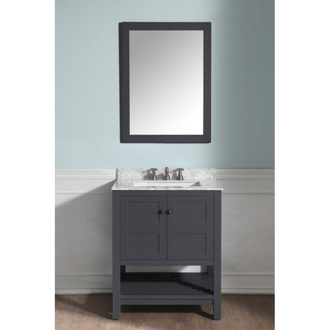 VT-MRCT1030-GY - ANZZI Montaigne 30 in. W x 22 in. D Bathroom Bath Vanity Set in Gray with Carrara Marble Top with White Sink