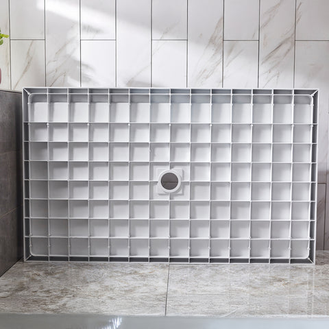 ANZZI Base Series 60 in. L x 32 in. W ANZZI Shower Pan Base with Center Drain in Glossy White Marine Acrylic