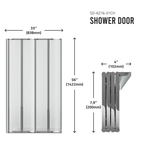 ANZZI 56-in. x 33-in. Accordion-Style Bathtub Shower Door