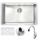 KAZ3018-031 - ANZZI VANGUARD Undermount 30 in. Single Bowl Kitchen Sink with Accent Faucet in Polished Chrome