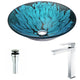LSAZ046-096 - ANZZI Key Series Deco-Glass Vessel Sink in Lustrous Blue and Black with Enti Faucet in Chrome
