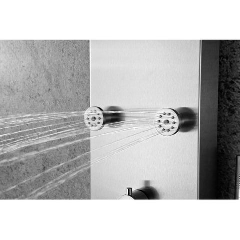 ANZZI Fontan 64 in. 6-Jetted Full Body Shower Panel with Heavy Rain Shower and Spray Wand in Brushed Steel